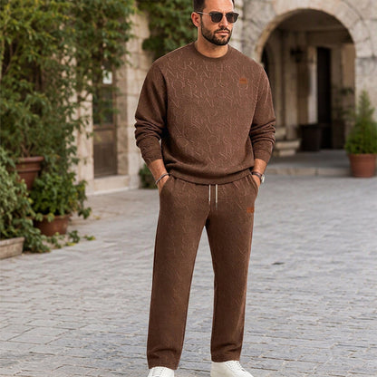 Conjunto de sudadera con letras en jacquard y pantalones con cordón para hombre