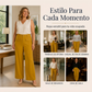 Pantalones de pierna ancha de talle alto para mujer