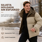 Chaqueta de plumón con capucha de bloques de color para hombre, para invierno