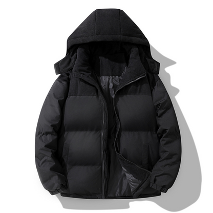 Chaqueta de plumón con capucha de bloques de color para hombre, para invierno