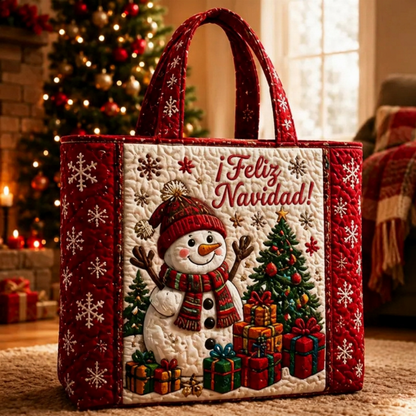 Bolso de mano acolchado con temática navideña