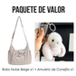 Bolso nube con estampado de cuadros, cordón y fruncido