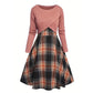 Conjunto elegante de vestido a cuadros y top corto para mujer