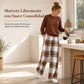 Conjunto de sudadera de cuello redondo informal suave para mujer y pantalones de pierna ancha