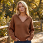 Jersey de punto para mujer con cuello de solapa en V