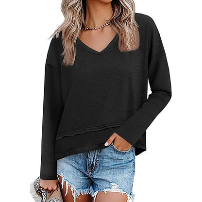 🔥 ¡50% OFF POR TIEMPO LIMITADO! 👚 Top de Manga Larga con Cuello en V para Mujer – Elegante, Cómodo y Versátil ✨