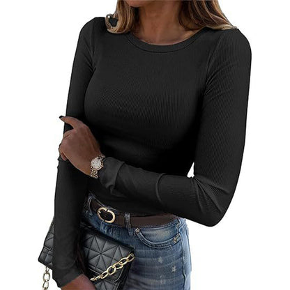 🔥 ¡50% OFF POR TIEMPO LIMITADO! 👚 Top de Punto Acanalado para Mujer – Cuello Redondo Clásico, Suave y Elegante ✨