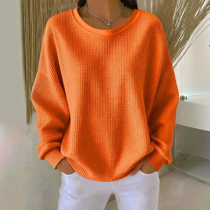 🔥 ¡50% OFF POR TIEMPO LIMITADO! 👚 Sudadera de Punto Gofrado para Mujer – Corte Holgado, Suave y Cómoda para Diario ✨
