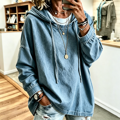 🔥 ¡50% OFF POR TIEMPO LIMITADO! 👖 Sudadera Vaquera con Capucha para Mujer – Estilo Casual, Cómoda y Moderna ✨