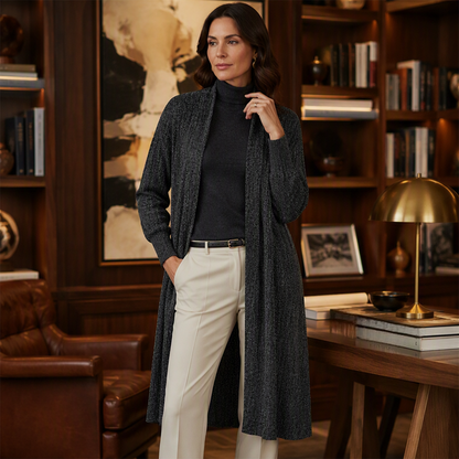 🔥 ¡50% OFF POR TIEMPO LIMITADO! 🧥 Cárdigan Largo de Punto Acanalado para Mujer – Cálido, Cómodo y Elegante ✨