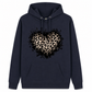 Sudadera con capucha de forro polar informal para mujer con estampado de corazón de leopardo y bolsillo canguro