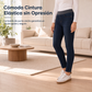 Jeans de mezclilla de lavado oscuro para mujer, corte ajustado, tiro alto, tipo pull-on y cinturilla elástica ancha