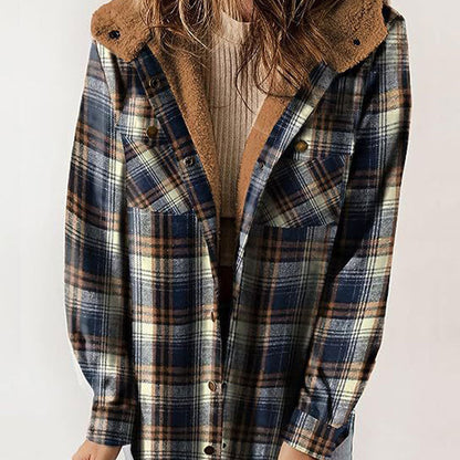 🔥 ¡50% OFF POR TIEMPO LIMITADO! 🧥 Chaqueta de Cuadros con Capucha para Mujer – Estilo Invernal, Cálida y Moderna ✨