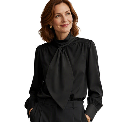 🔥 ¡50% OFF POR TIEMPO LIMITADO! 👚 Blusa Elegante con Lazo en el Cuello para Mujer – Manga Larga, Femenina y Sofisticada ✨