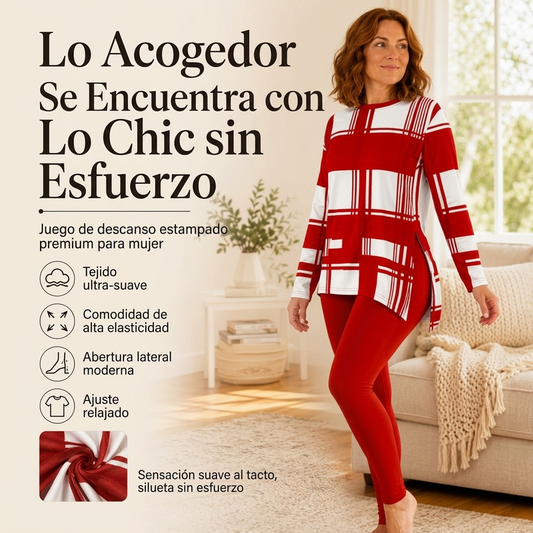 🔥 ¡50% OFF POR TIEMPO LIMITADO! 👚 Conjunto de Blusa de Manga Larga Estampada y Leggings para Mujer – Cómodo, Casual y Fácil de Combinar ✨