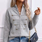 Chaqueta de jersey informal con doble cremallera para mujer