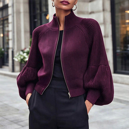 🔥 ¡50% OFF POR TIEMPO LIMITADO! 🧶 Suéter de Punto con Cremallera y Mangas Abullonadas para Mujer – Elegante, Cómodo y Moderno ✨