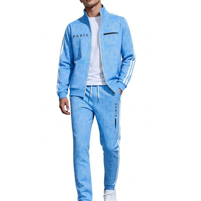 🔥 ¡50% OFF POR TIEMPO LIMITADO! 🧥 Conjunto Deportivo de Chaqueta y Pantalón con Estampado Geométrico para Hombre – Moderno, Cómodo y Casual ✨