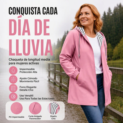 🔥 ¡50% OFF POR TIEMPO LIMITADO! 🧥 Chaqueta Casual Impermeable con Capucha para Mujer – Ligera, Práctica y Perfecta para Días Lluviosos 🌧️✨