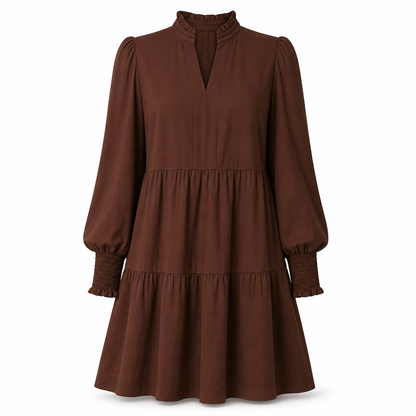 🔥 ¡50% OFF POR TIEMPO LIMITADO! 👗 Vestido Mini con Cuello V y Volantes en Capas para Mujer – Femenino, Elegante y Favorecedor ✨