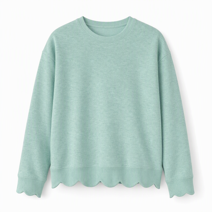 🔥 ¡50% OFF POR TIEMPO LIMITADO! 👚 Sudadera de Cuello Redondo con Dobladillo Ondulado para Mujer – Cómoda, Casual y Femenina ✨