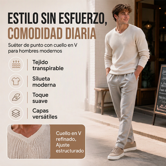 🔥 ¡50% OFF POR TIEMPO LIMITADO! 👕 Suéter Casual de Punto con Cuello Redondo para Hombre – Cómodo, Versátil y Moderno ✨
