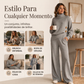 🔥 ¡50% OFF POR TIEMPO LIMITADO! 👗 Conjunto de Suéter de Punto con Cuello Alto y Pantalón de Pierna Ancha para Mujer – Cálido, Cómodo y Elegante ✨