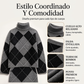 🔥 ¡50% OFF POR TIEMPO LIMITADO! 👗 Conjunto de Punto con Estampado de Rombos y Falda para Mujer – Elegante, Femenino y Acogedor ✨
