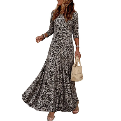 🔥 ¡50% OFF POR TIEMPO LIMITADO! 👗🐆 Vestido Maxi Casual de Manga Larga con Estampado de Leopardo para Mujer – Elegante, Favorecedor y Llamativo ✨