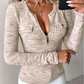 🔥 ¡50% OFF POR TIEMPO LIMITADO! 🧶👚 Top de Punto de Manga Larga con Cuello V y Media Cremallera para Mujer – Cómodo, Elegante y Versátil ✨