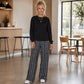 🔥 ¡50% OFF POR TIEMPO LIMITADO! 👚👖 Conjunto Casual de Top de Cuello Redondo y Pantalón Estampado para Mujer – Cómodo, Moderno y Fácil de Combinar ✨