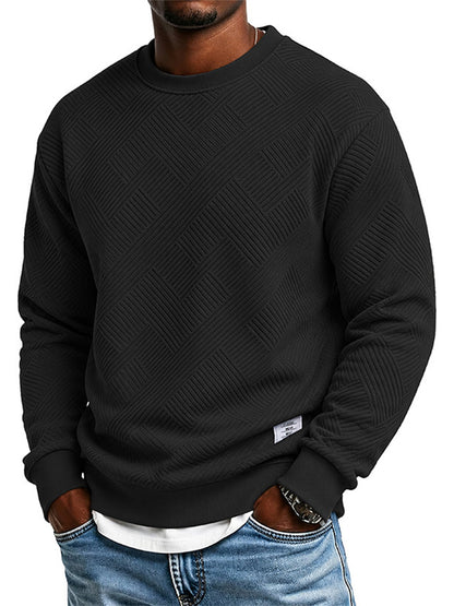 🔥 ¡50% OFF POR TIEMPO LIMITADO! 👕✨ Camiseta Jacquard de Manga Larga con Cuello Redondo para Hombre – Elegante, Cómoda y Versátil
