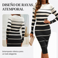 🔥 ¡50% OFF POR TIEMPO LIMITADO! 👗✨ Vestido de Punto Ajustado de Manga Larga con Rayas para Mujer – Elegante, Favorecedor y Moderno
