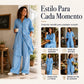 🔥 ¡50% OFF POR TIEMPO LIMITADO! 👚👖 Conjunto de Camisa Larga a Rayas y Pantalón de Pierna Ancha para Mujer – Elegante, Cómodo y Moderno ✨