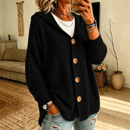 Cárdigan de punto con capucha casual para mujer
