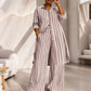 🔥 ¡50% OFF POR TIEMPO LIMITADO! 👚👖 Conjunto de Camisa Larga a Rayas y Pantalón de Pierna Ancha para Mujer – Elegante, Cómodo y Moderno ✨