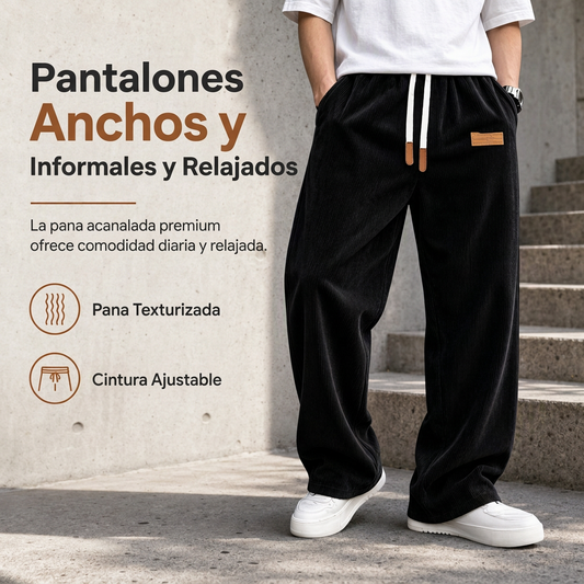 🔥 ¡50% OFF POR TIEMPO LIMITADO! 👖✨ Pantalones Casuales de Pana y Pierna Ancha para Hombre – Cómodos, Modernos y con Estilo Retro