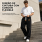 Pantalones casuales de pana para hombre, corte holgado con cintura elástica con cordón de ajuste