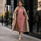 Vestido sudadera con capucha a rayas informal para mujer