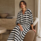 Vestido sudadera con capucha a rayas informal para mujer