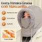 Gorro térmico grueso con forro de peluche y máscara facial para hombres y mujeres