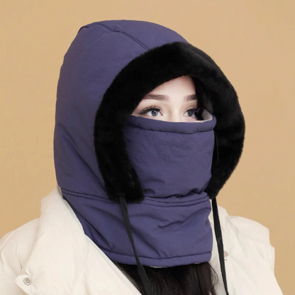 Gorro térmico grueso con forro de peluche y máscara facial para hombres y mujeres