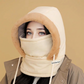 Gorro térmico grueso con forro de peluche y máscara facial para hombres y mujeres