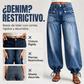 Jeans de mujer de talle alto estilo globo con puños con cordón