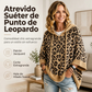 🔥 ¡50% OFF POR TIEMPO LIMITADO! 🐆🧶 Sudadera de Punto con Capucha y Estampado de Leopardo para Mujer – Cálida, Cómoda y con Mucho Estilo ✨