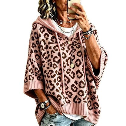 🔥 ¡50% OFF POR TIEMPO LIMITADO! 🐆🧶 Sudadera de Punto con Capucha y Estampado de Leopardo para Mujer – Cálida, Cómoda y con Mucho Estilo ✨