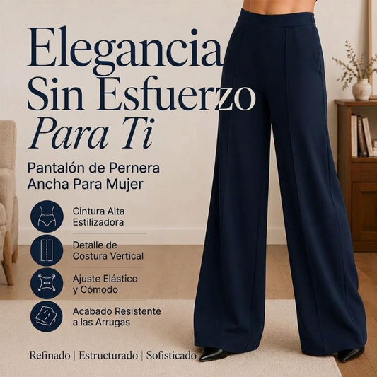 Pantalones casuales de mujer de talle alto y pierna ancha