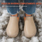 Botas de invierno impermeables para mujer, zapatos casuales forrados de algodón cálido sin cordones con cuña oculta, suela antideslizante y suave para caminar