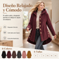 Abrigo de Invierno para Mujer de Color Sólido, Botones Asimétricos, de Felpa Afelpada y Suave