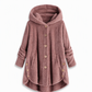 Abrigo de Invierno para Mujer de Color Sólido, Botones Asimétricos, de Felpa Afelpada y Suave